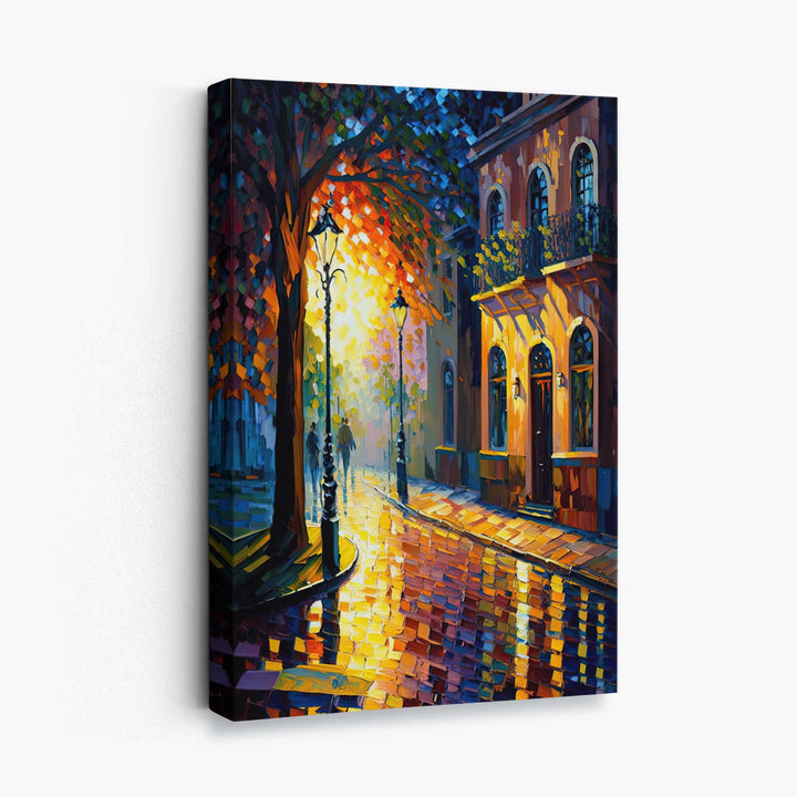 Autumn Dawn Street Palette Knife Painting Canvas Print No. 2 | Bowlift