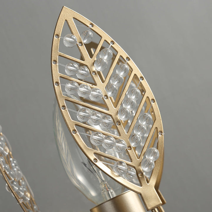 BowLift | Modernism 1 Light Wall Lamp with Crystal Leaf Bronze Branch Wall Mounted Light for Bedroom