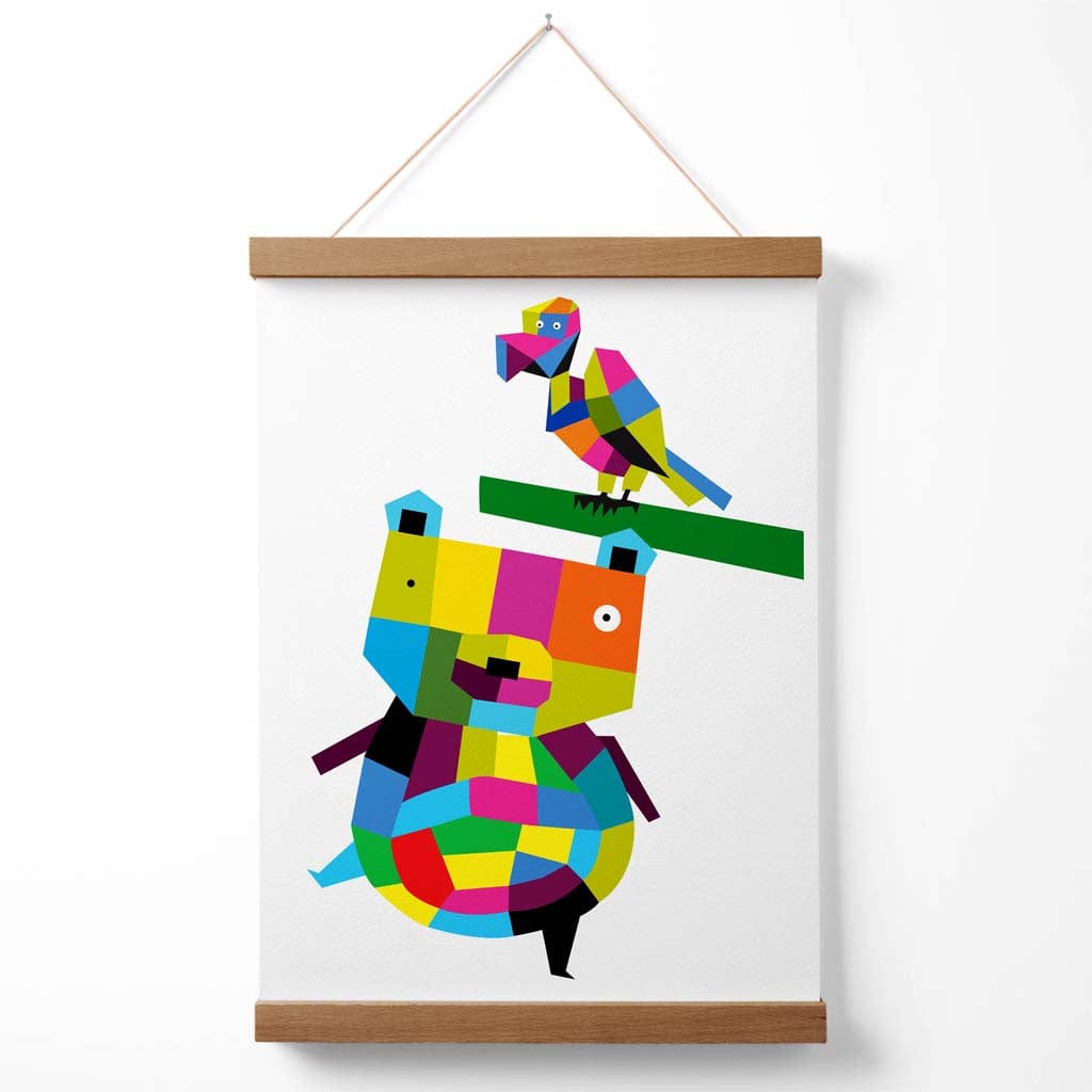 Bear Helle Geometric Animal Poster with Hanger | Bowlift