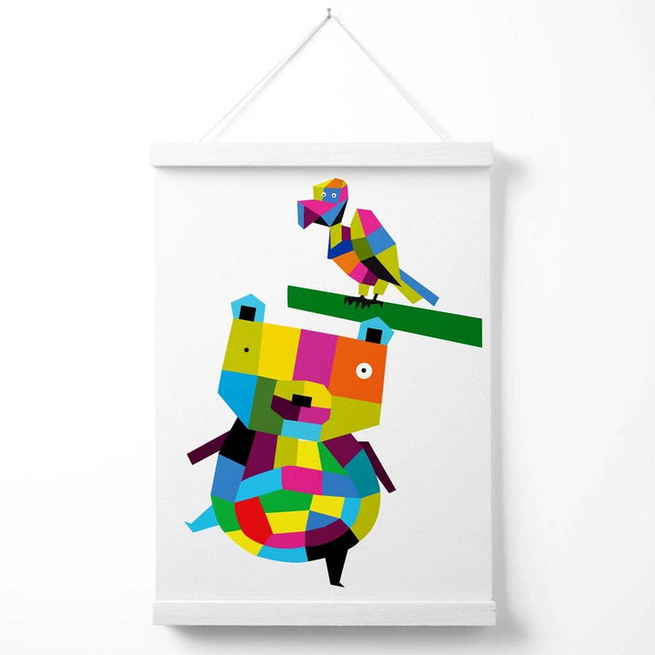 Bear Helle Geometric Animal Poster with Hanger | Bowlift