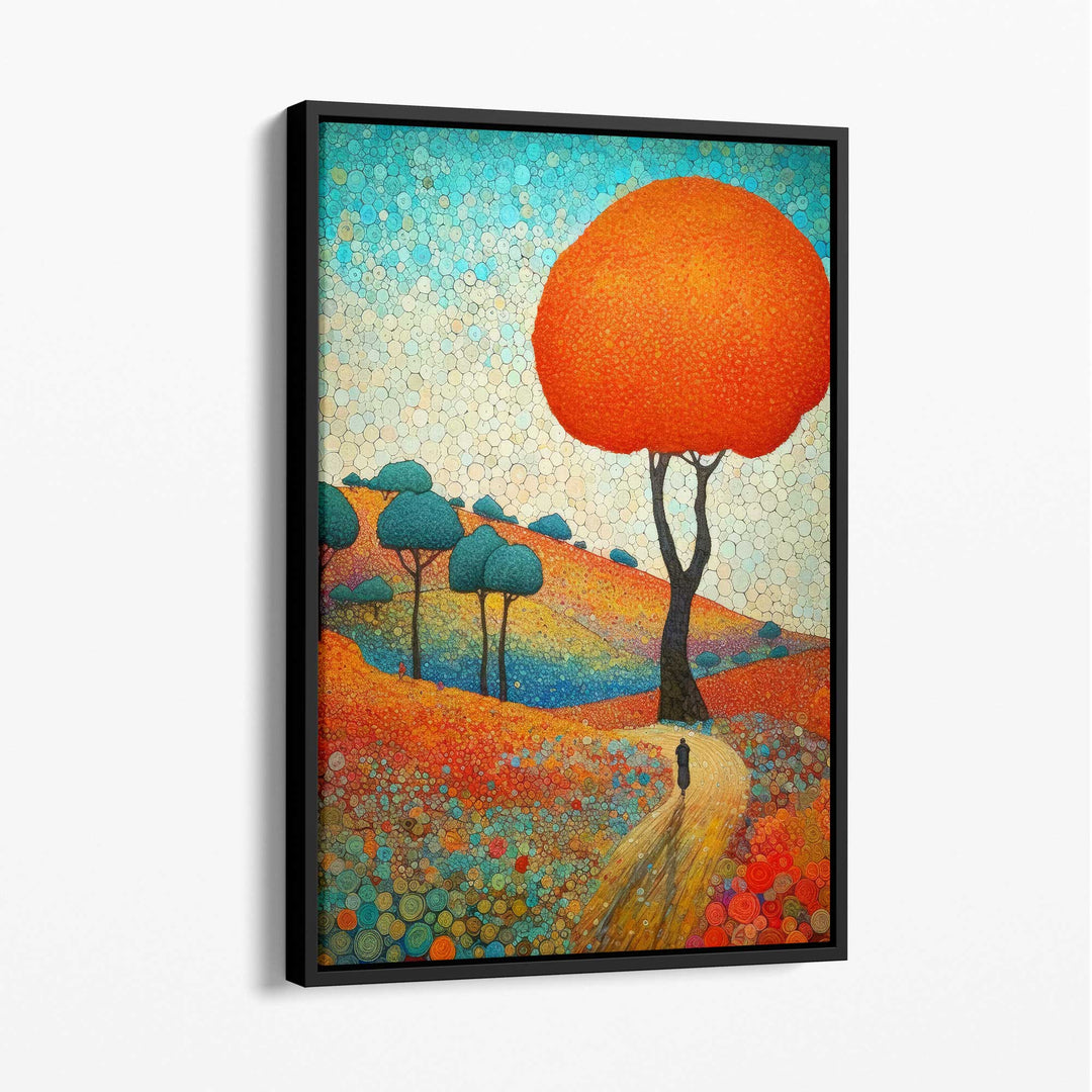 Colorful hills and tree abstract painting canvas print | Bowlift