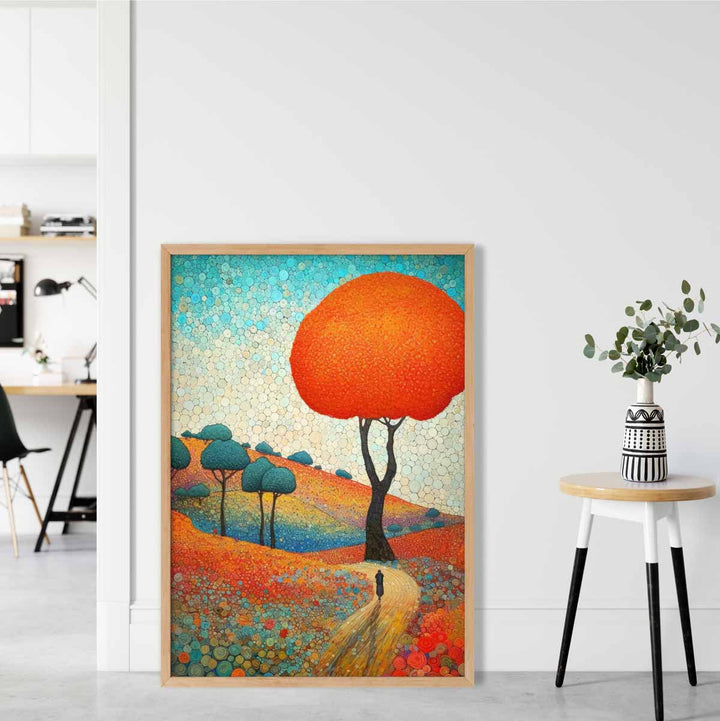 Colorful hills and tree abstract painting art print | Bowlift