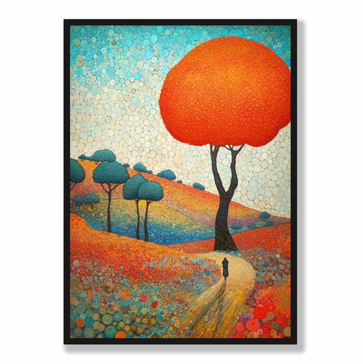 Colorful hills and tree abstract painting art print | Bowlift