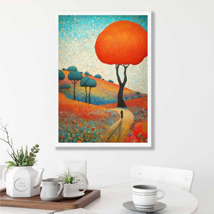 Colorful hills and tree abstract painting art print | Bowlift