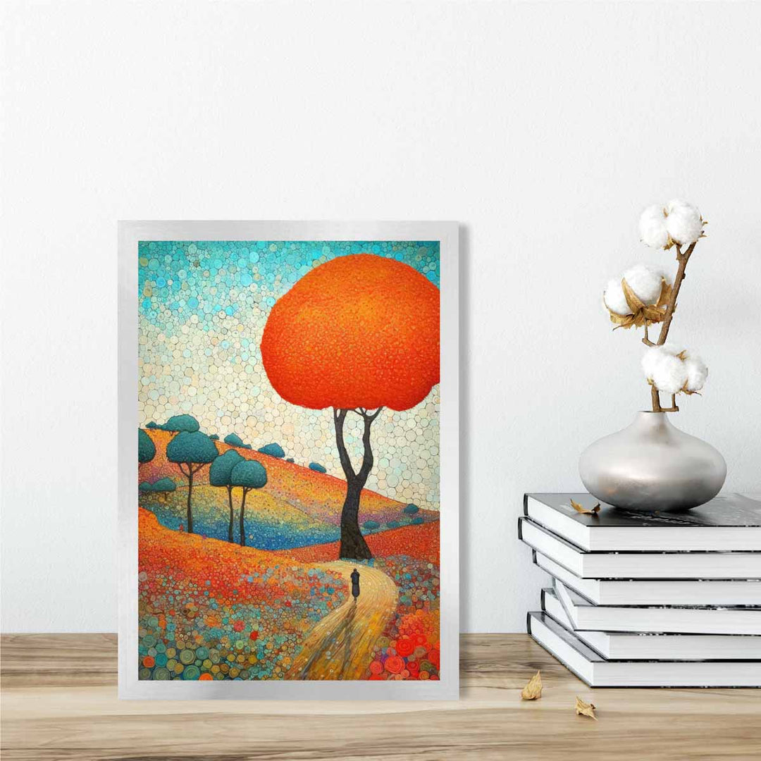 Colorful hills and tree abstract painting art print | Bowlift