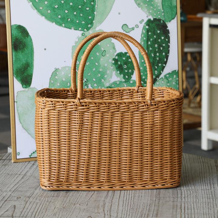 Unisex Handwoven Shopping Basket with Two Handles Bowlift