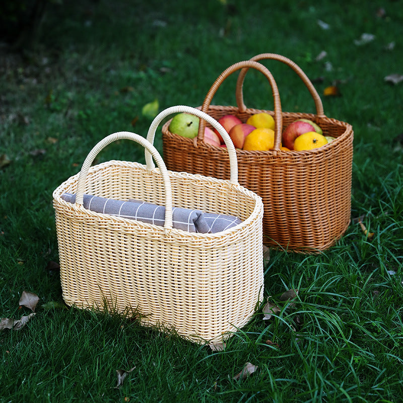 Unisex Handwoven Shopping Basket with Two Handles Bowlift