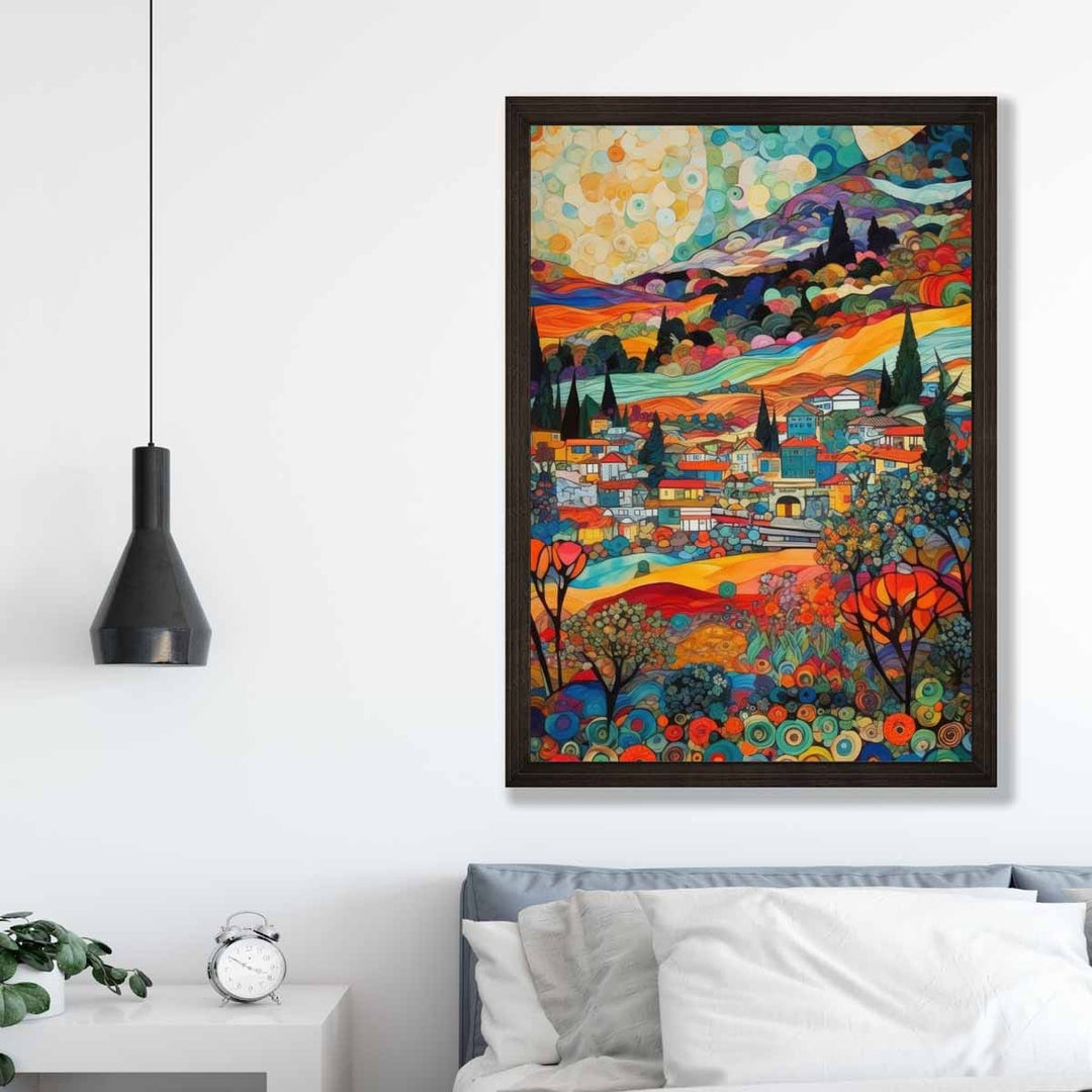 Colorful Urban Landscape Mosaic Style Abstract Painting Art Print | Bowlift
