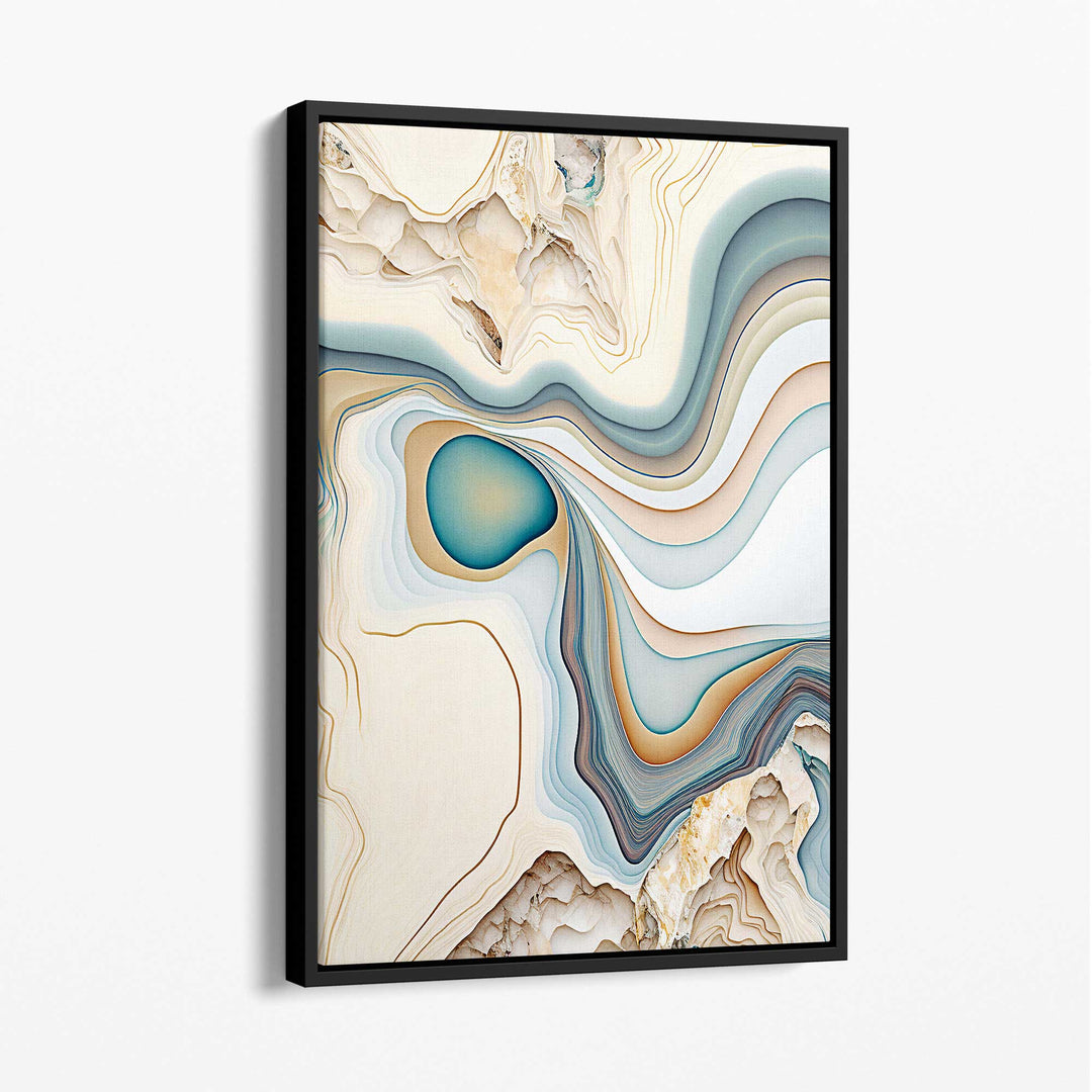 Abstract Contemporary Linen Picture in Beige and Blue No. 1 | Bowlift