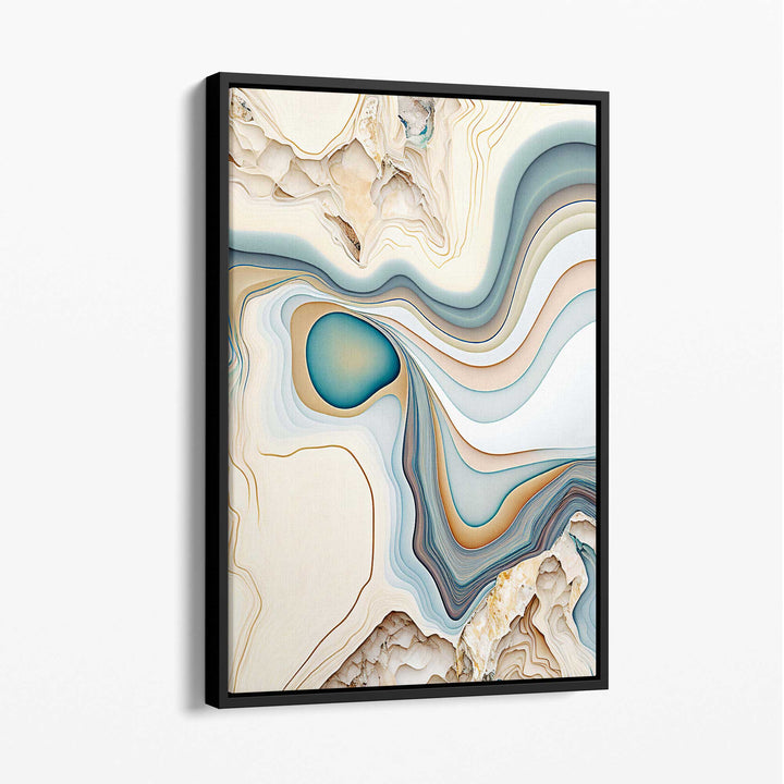 Abstract Contemporary Linen Picture in Beige and Blue No. 1 | Bowlift