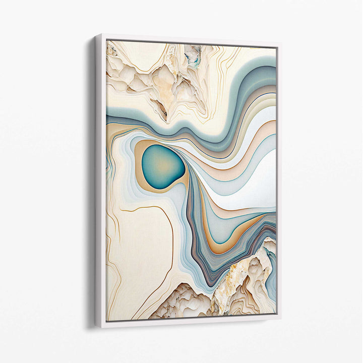 Abstract Contemporary Linen Picture in Beige and Blue No. 1 | Bowlift