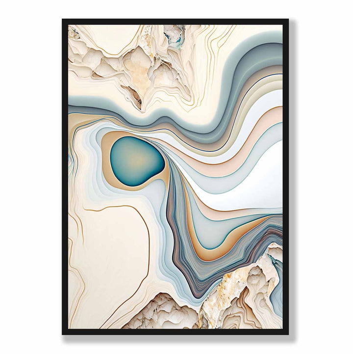 Abstract contemporary art print in Beige and Blue No. 1 | Bowlift