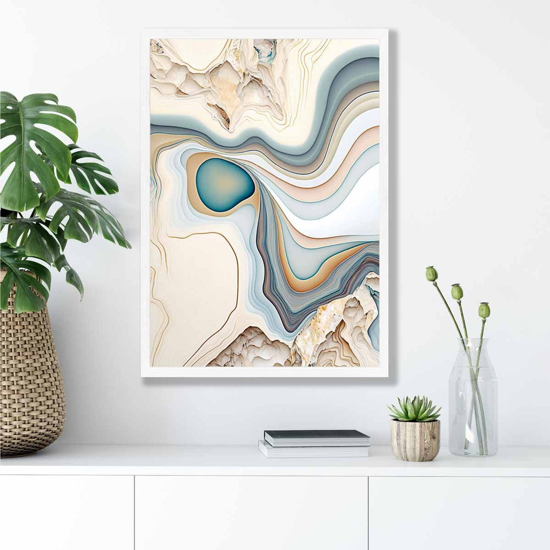 Abstract contemporary art print in Beige and Blue No. 1 | Bowlift