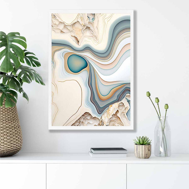 Abstract contemporary art print in Beige and Blue No. 1 | Bowlift