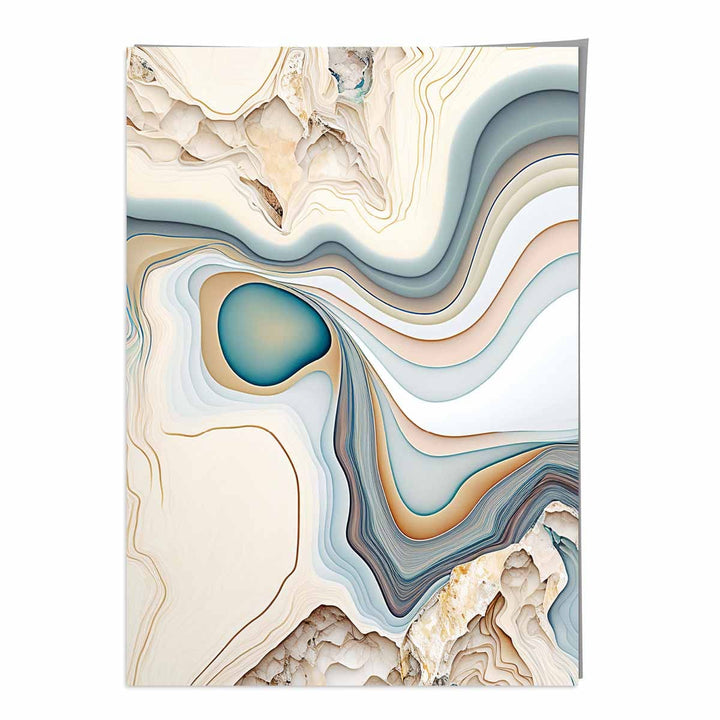Abstract contemporary art print in Beige and Blue No. 1 | Bowlift