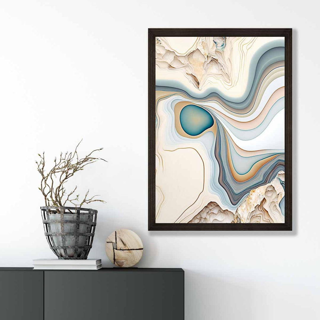 Abstract contemporary art print in Beige and Blue No. 1 | Bowlift