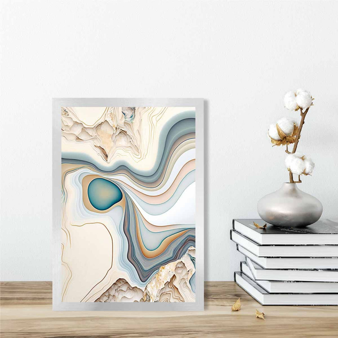 Abstract contemporary art print in Beige and Blue No. 1 | Bowlift
