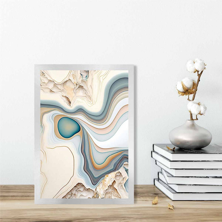 Abstract contemporary art print in Beige and Blue No. 1 | Bowlift