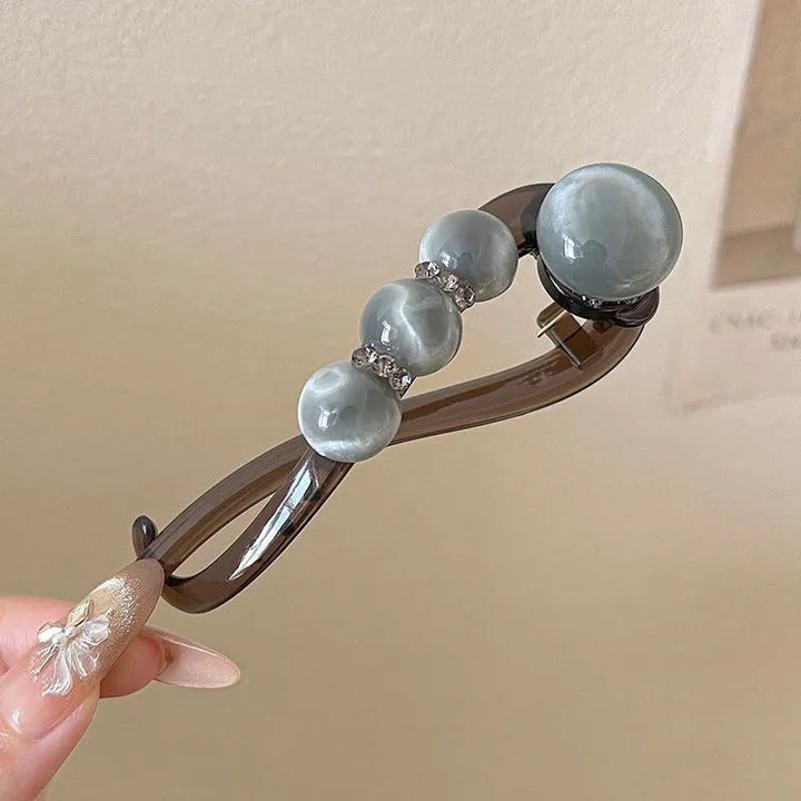 Elegant Rose Pearl Twist Hair Clip Bowlift