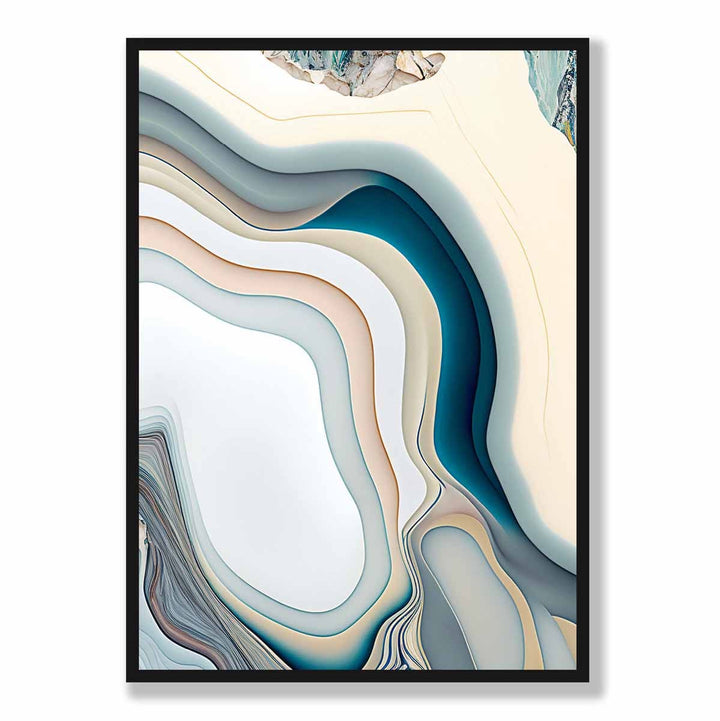 Abstract contemporary art print in beige and blue No. 2 | Bowlift