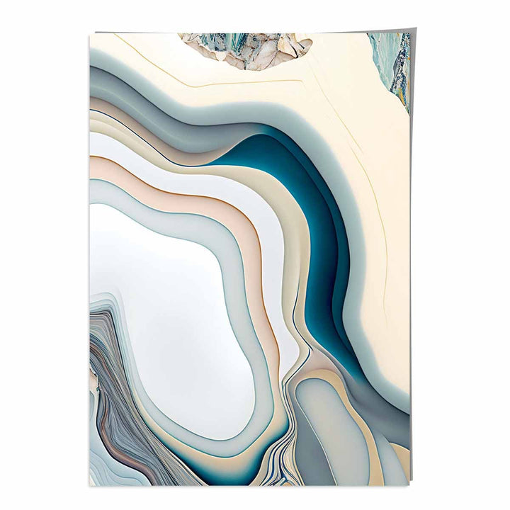 Abstract contemporary art print in beige and blue No. 2 | Bowlift