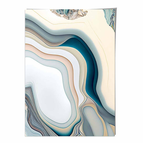 Abstract contemporary art print in beige and blue No. 2 | Bowlift