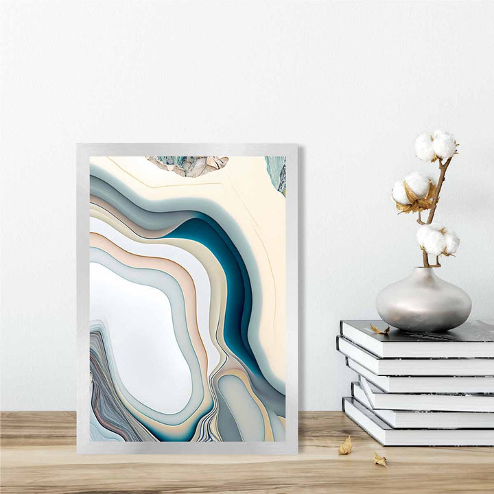 Abstract contemporary art print in beige and blue No. 2 | Bowlift