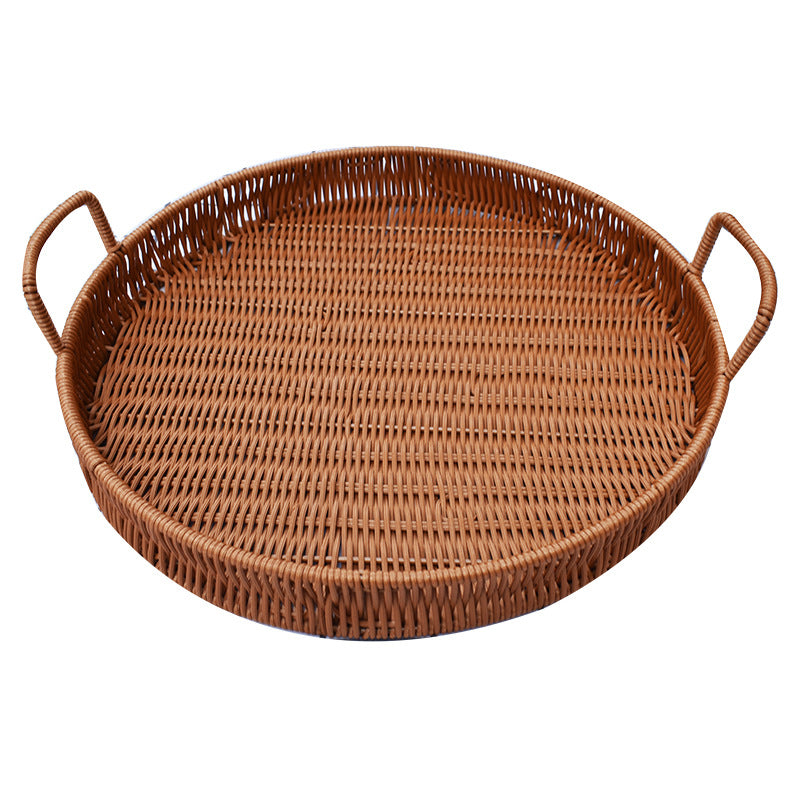 Round Wicker Serving Tray Bowlift