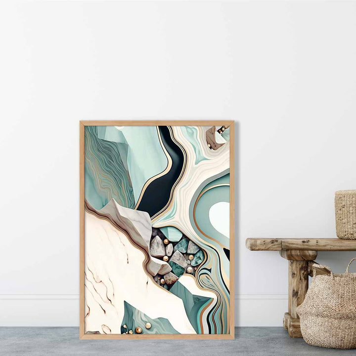 Abstract Contemporary Poster in Beige and Green No. 1 | Bowlift