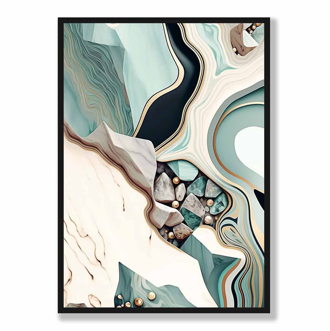 Abstract Contemporary Poster in Beige and Green No. 1 | Bowlift