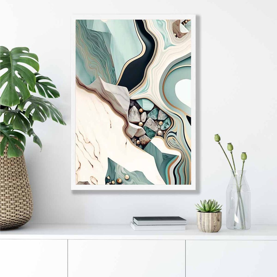 Abstract Contemporary Poster in Beige and Green No. 1 | Bowlift