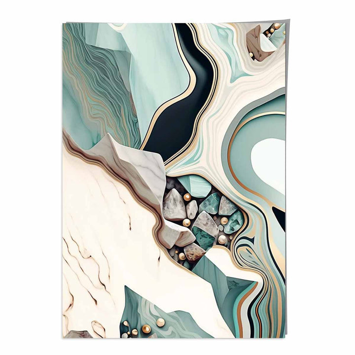 Abstract Contemporary Poster in Beige and Green No. 1 | Bowlift