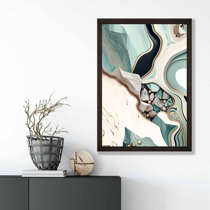 Abstract Contemporary Poster in Beige and Green No. 1 | Bowlift