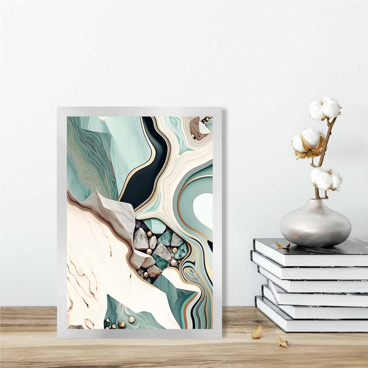 Abstract Contemporary Poster in Beige and Green No. 1 | Bowlift