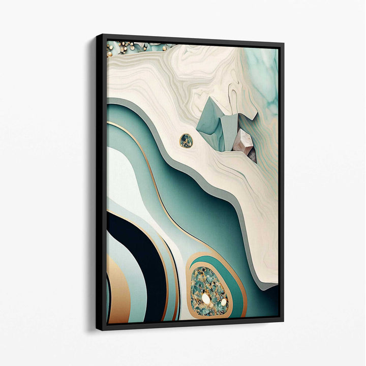 Abstract contemporary canvas in beige and green No. 2 | Bowlift