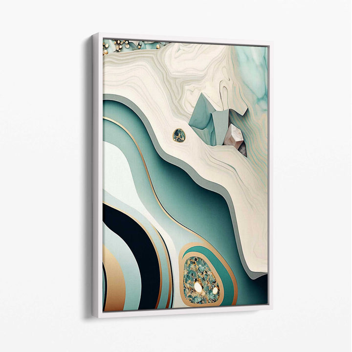 Abstract contemporary canvas in beige and green No. 2 | Bowlift