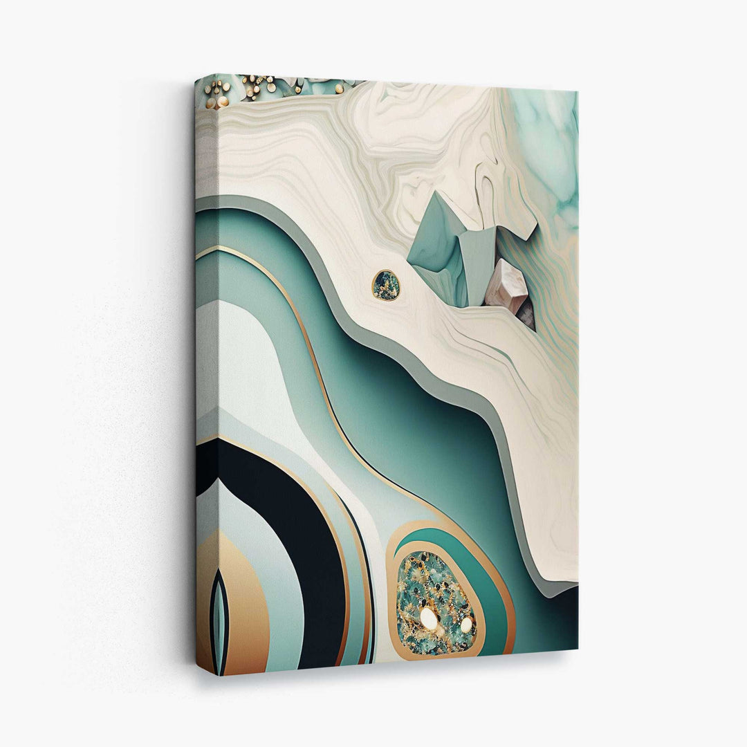 Abstract contemporary canvas in beige and green No. 2 | Bowlift