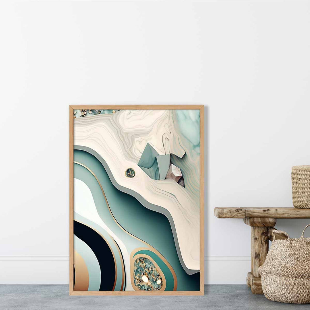 Abstract contemporary poster in beige and green No. 2 | Bowlift