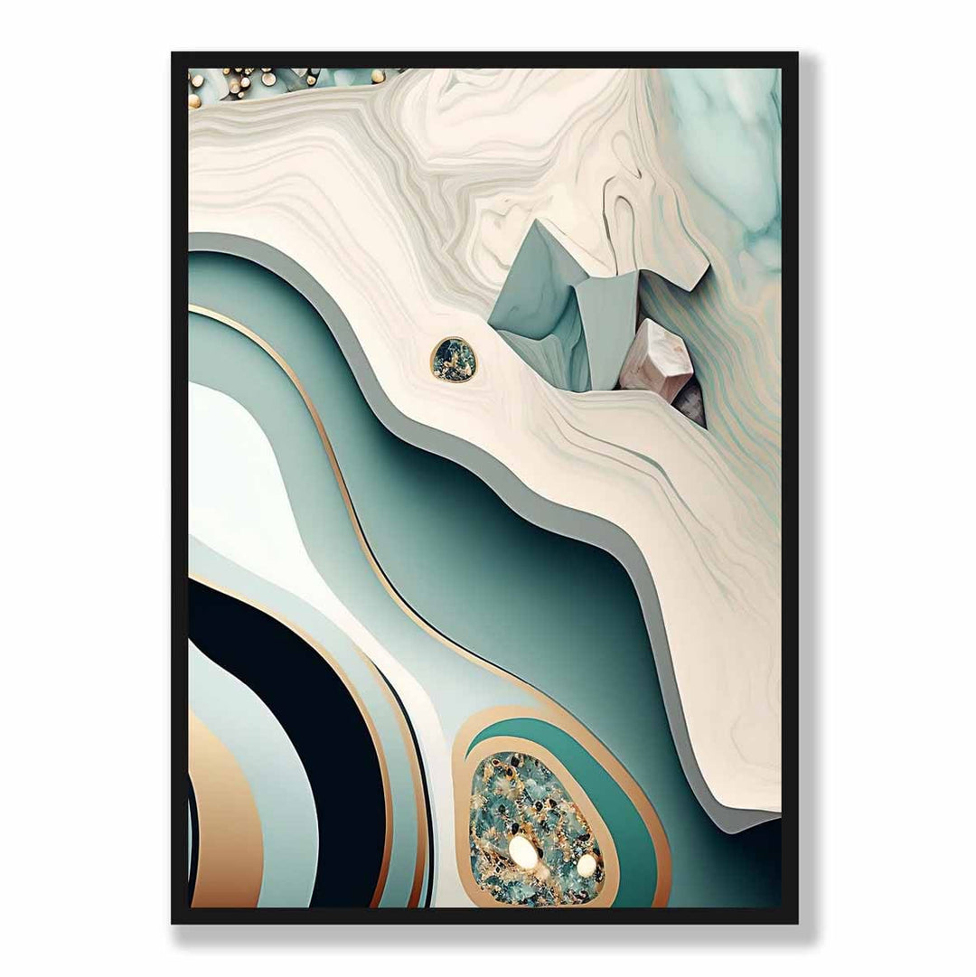 Abstract contemporary poster in beige and green No. 2 | Bowlift