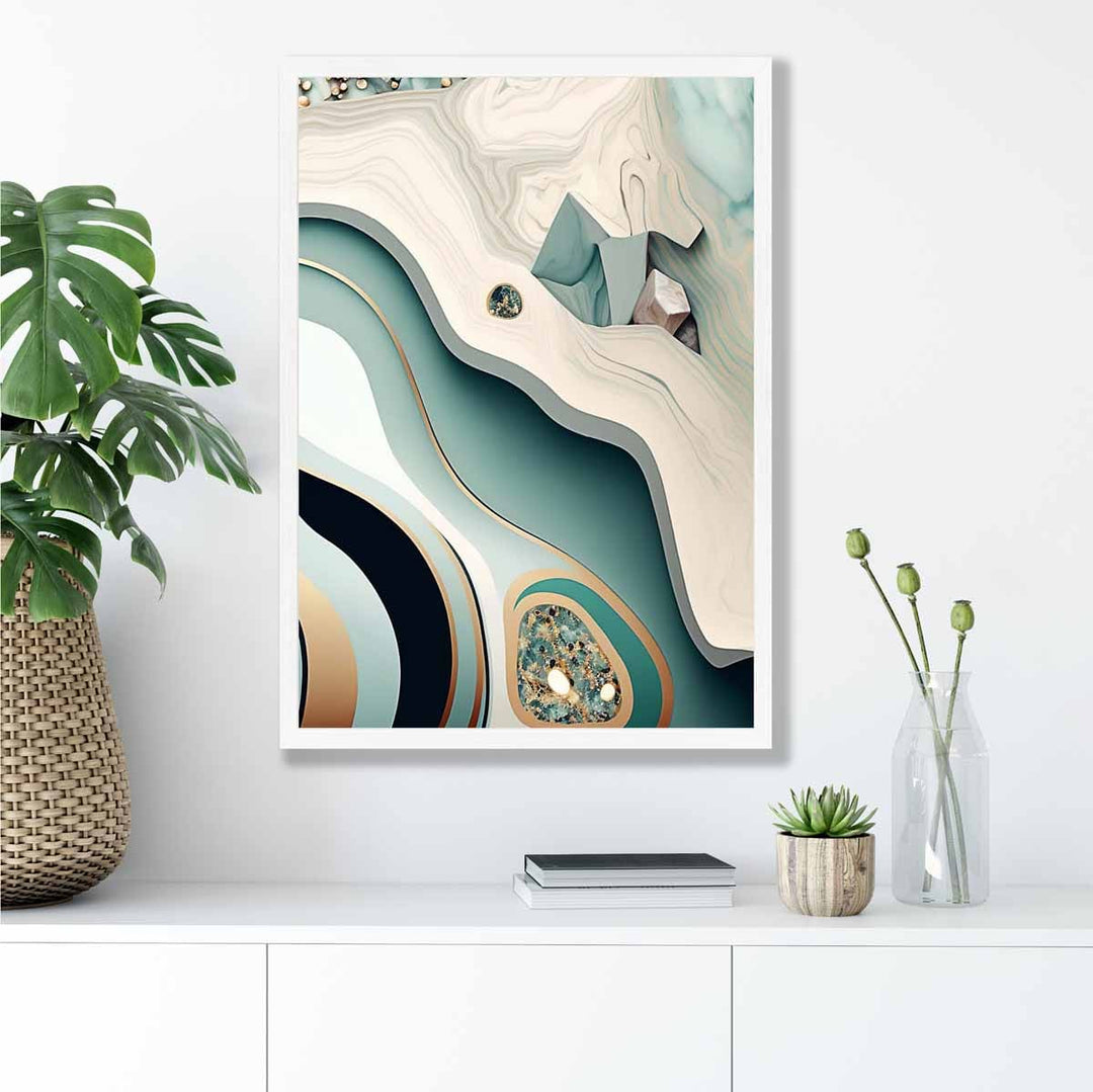 Abstract contemporary poster in beige and green No. 2 | Bowlift