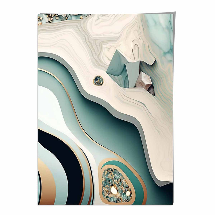 Abstract contemporary poster in beige and green No. 2 | Bowlift