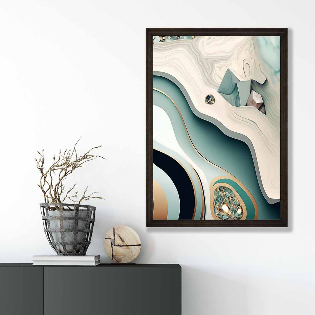 Abstract contemporary poster in beige and green No. 2 | Bowlift