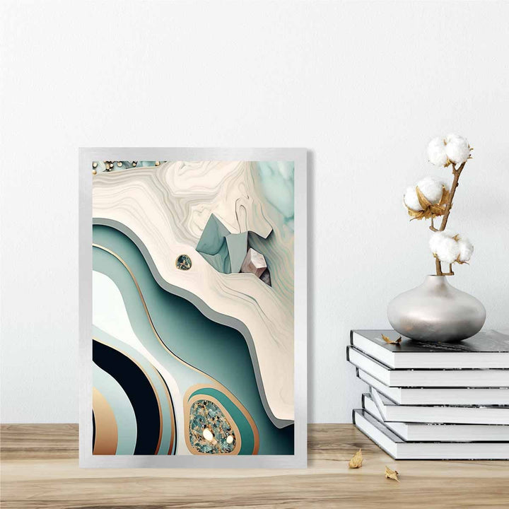 Abstract contemporary poster in beige and green No. 2 | Bowlift