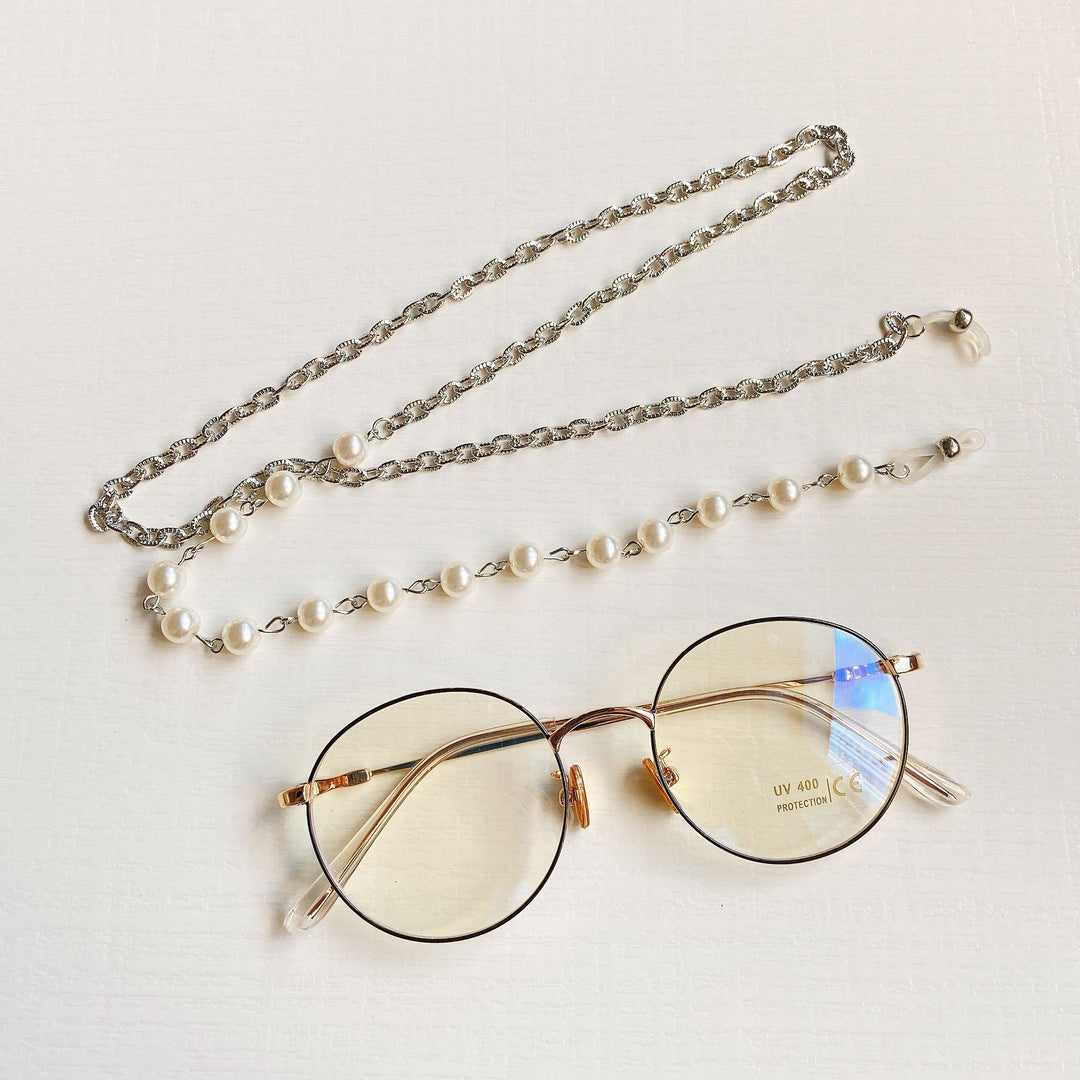 Fashionable glasses frame with pearl chain Bowlift