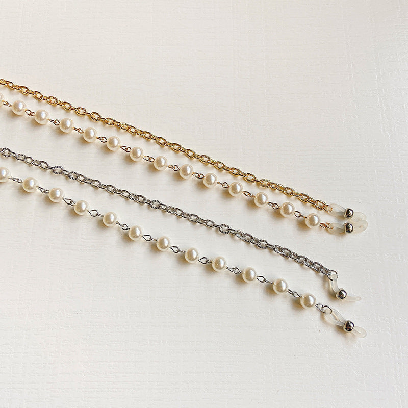 Fashionable glasses frame with pearl chain Bowlift