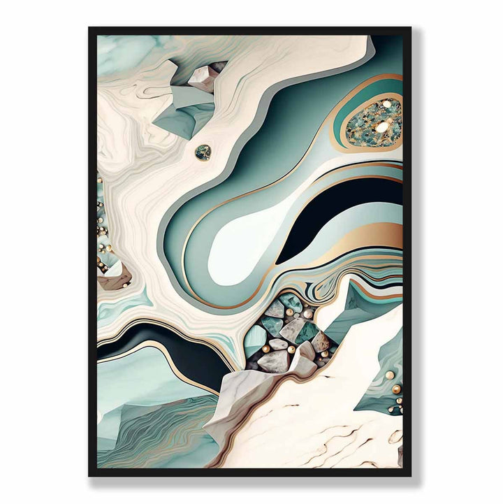 Abstract contemporary poster in beige and green No. 3 | Bowlift
