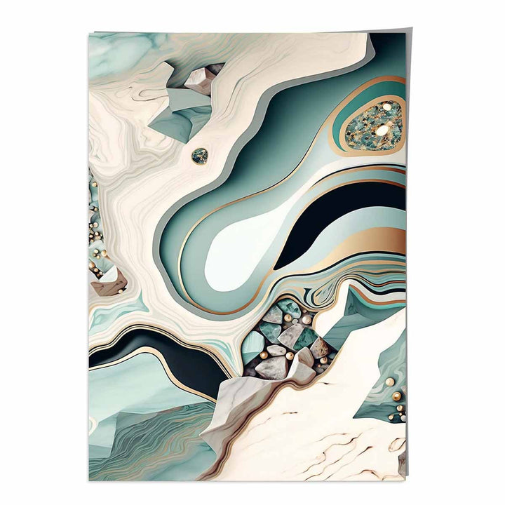 Abstract contemporary poster in beige and green No. 3 | Bowlift