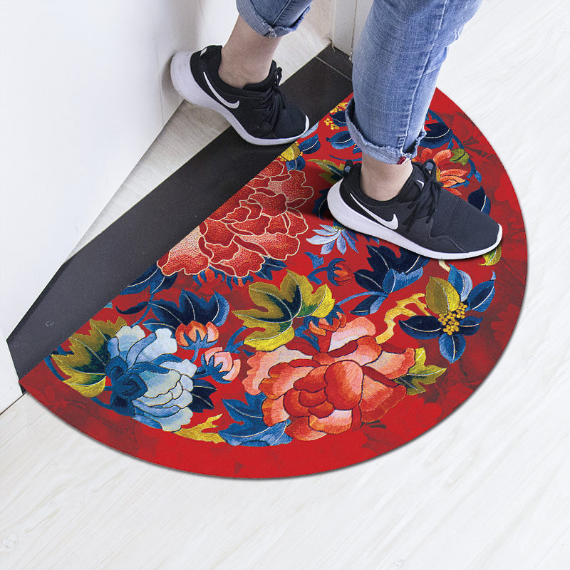 BowLift | Chinoiserie Printed Rug Multi Colored Polypropylene Carpet Anti-Slip Back Pet Friendly Stain Resistant Rug for Door