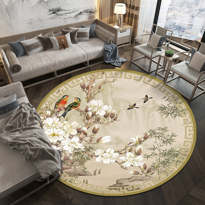 BowLift | Classic Oriental Rug Multi-colored Flower and Bird Design Rug with Non-Slip Back Stain Resistant Pet-Friendly Rug for Living Room