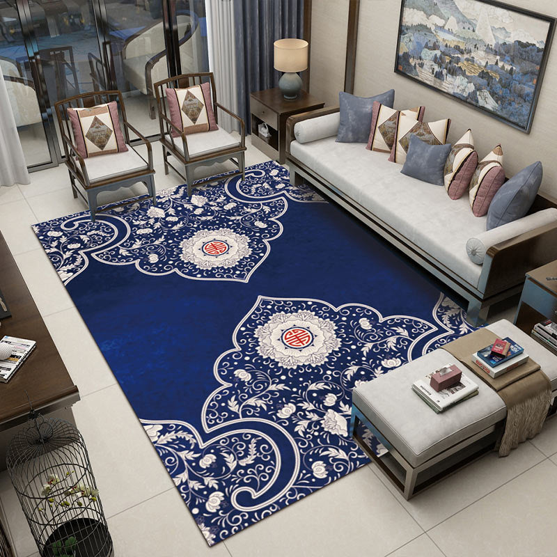 BowLift | Fancy Multicolor Flower Rug Polypropylene Asian Style Rug Stain Resistant Anti-Slip Backing Pet Friendly Rug for Guest Room